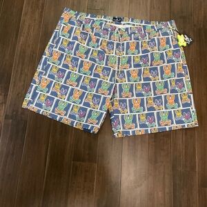 Psycho Bunny Men's Big And Tall James Bunny In A Box Swim Trunks Size 5XLT